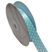 Pois Satin Ribbon - Light Blue - 13 mm